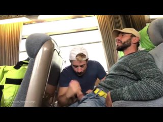 two guys wanking on the train